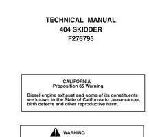 Timberjack Series model 404 Skidders Service Repair Technical Manual