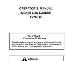 Operators Manuals for Timberjack model 330 Knuckleboom Loader