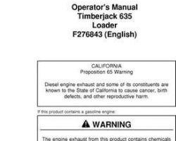 Operators Manuals for Timberjack Series model 635 Knuckleboom Loader