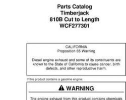 Parts Catalogs for Timberjack B Series model 810b Forwarders