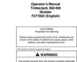 Operators Manuals for Timberjack 60 Series model 360 Skidders