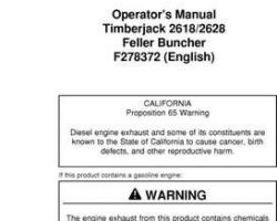 Operators Manuals for Timberjack model 2628 Tracked Feller Bunchers