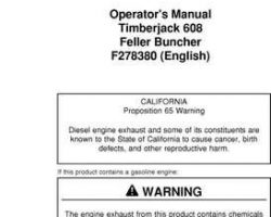 Operators Manuals for Timberjack 608 Series model 608 Tracked Feller Bunchers