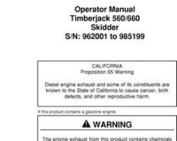 Operators Manuals for Timberjack Lot 1 model 660 Skidders