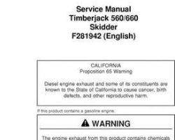 Timberjack model 560 Skidders Service Repair Technical Manual