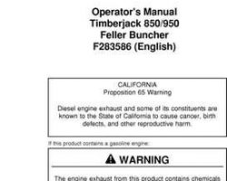 Operators Manuals for Timberjack 50 Series model 950 Tracked Feller Bunchers