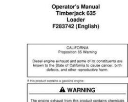 Operators Manuals for Timberjack Series model 635 Knuckleboom Loader