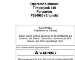 Operators Manuals for Timberjack Series model 610 Forwarders