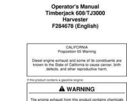 Operators Manuals for Timberjack 608 Series model 608 Tracked Harvesters