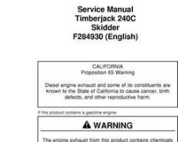 Timberjack C Series model 240c Skidders Service Repair Technical Manual