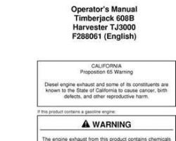 Operators Manuals for Timberjack 608 Series model 608b Tracked Harvesters