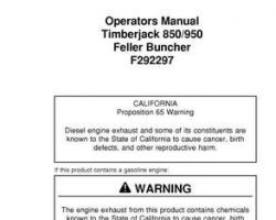 Operators Manuals for Timberjack 50 Series model 950 Tracked Feller Bunchers