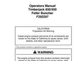 Operators Manuals for Timberjack 50 Series model 850 Tracked Feller Bunchers