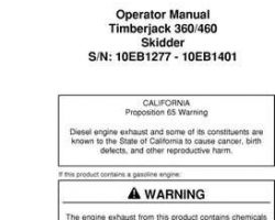 Operators Manuals for Timberjack 60 Series model 460 Skidders