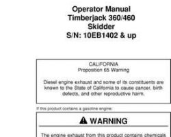 Operators Manuals for Timberjack 60 Series model 460 Skidders