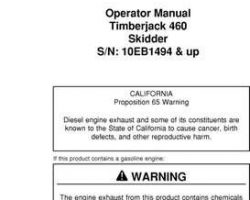 Operators Manuals for Timberjack 60 Series model 460 Skidders