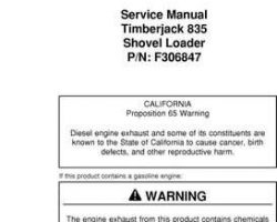 Timberjack Series model 835 Knuckleboom Loader Service Repair Technical Manual