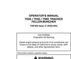 Operators Manuals for Timberjack G Series model 703g Tracked Feller Bunchers