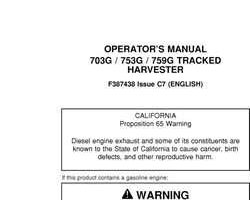 Operators Manuals for Timberjack G Series model 753g Tracked Harvesters