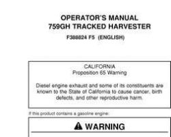 Operators Manuals for Timberjack G Series model 759gh Tracked Harvesters