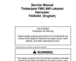 Timberjack Series model 990 Wheeled Harvesters Service Repair Technical Manual