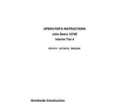 Operators Manuals for Timberjack E Series model 1270e It4 8w Wheeled Harvesters