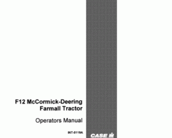 Operator's Manual for Case IH Tractors model Farmall 12