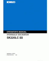 Kobelco Excavators model SK220LC Operator's Manual