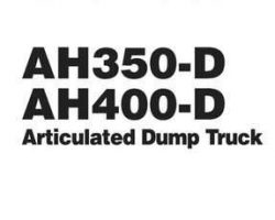 Service Repair Manuals for Hitachi D Series model Ah350d Articulated Dump Trucks