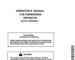 Operators Manuals for Timberjack 58 Series model 1758 Forwarders