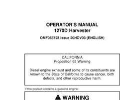 Operators Manuals for Timberjack D Series model 1270d Wheeled Harvesters