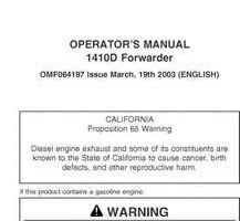 Operators Manuals for Timberjack D Series model 1410d Forwarders