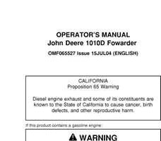 Operators Manuals for Timberjack D Series model 1010d Forwarders