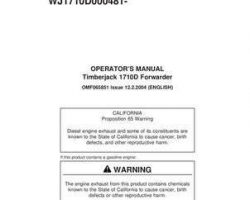 Operators Manuals for Timberjack D Series model 1710d Forwarders