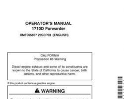 Operators Manuals for Timberjack D Series model 1710d Forwarders