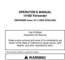 Operators Manuals for Timberjack D Series model 1410d Forwarders