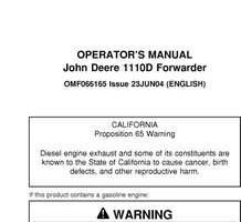 Operators Manuals for Timberjack D Series model 1110d Forwarders