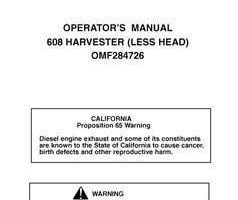 Operators Manuals for Timberjack 608 Series model 608 Tracked Harvesters