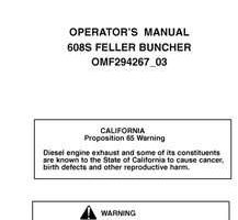 Operators Manuals for Timberjack 608 Series model 608s Tracked Feller Bunchers