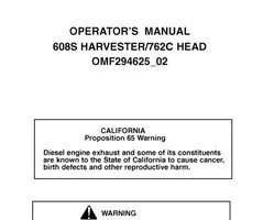 Operators Manuals for Timberjack 608 Series model 608s Tracked Harvesters