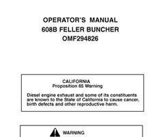 Operators Manuals for Timberjack 608 Series model 608b Tracked Feller Bunchers