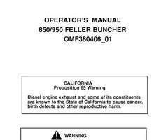 Operators Manuals for Timberjack 50 Series model 850 Tracked Feller Bunchers