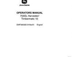 Operators Manuals for Timberjack model 753gl Tracked Harvesters