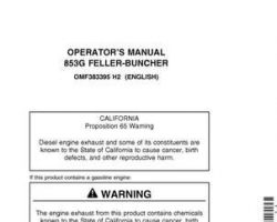 Operators Manuals for Timberjack G Series model 853g Tracked Feller Bunchers