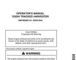 Operators Manuals for Timberjack G Series model 753g Tracked Harvesters