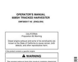 Operators Manuals for Timberjack 608 Series model 608s Tracked Harvesters