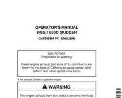 Operators Manuals for Timberjack G Series model 848g Skidders