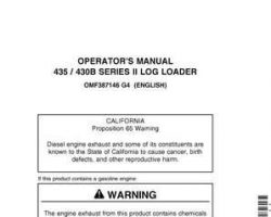 Operators Manuals for Timberjack B Series Ii model 430b Knuckleboom Loader
