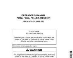 Operators Manuals for Timberjack G Series model 753gl Tracked Feller Bunchers