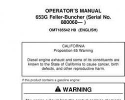 Operators Manuals for Timberjack G Series model 653g Tracked Feller Bunchers
